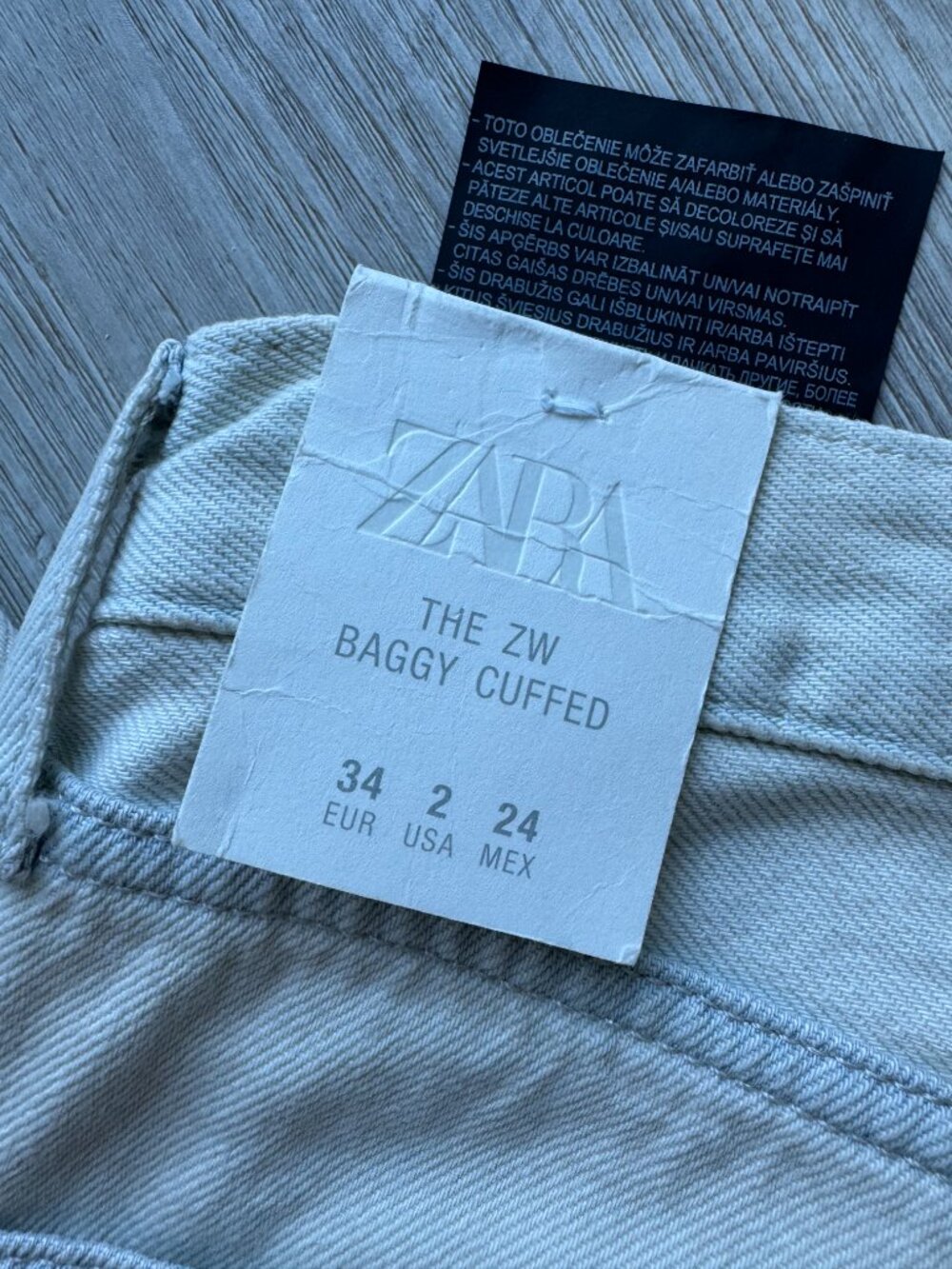 Zara ZW Baggy Cuffed Jeans NWT — Pale Sky Blue, Size 2 (EU 34) - Picture 3 of 14